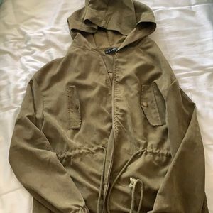 Zaful medium hooded zip up jacket with front tie
